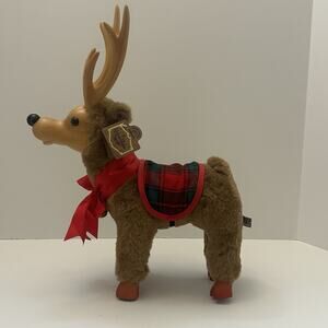 Robert Raikes Original Christmas Reindeer Twinkles Wood Face Decor w/Tag VTG